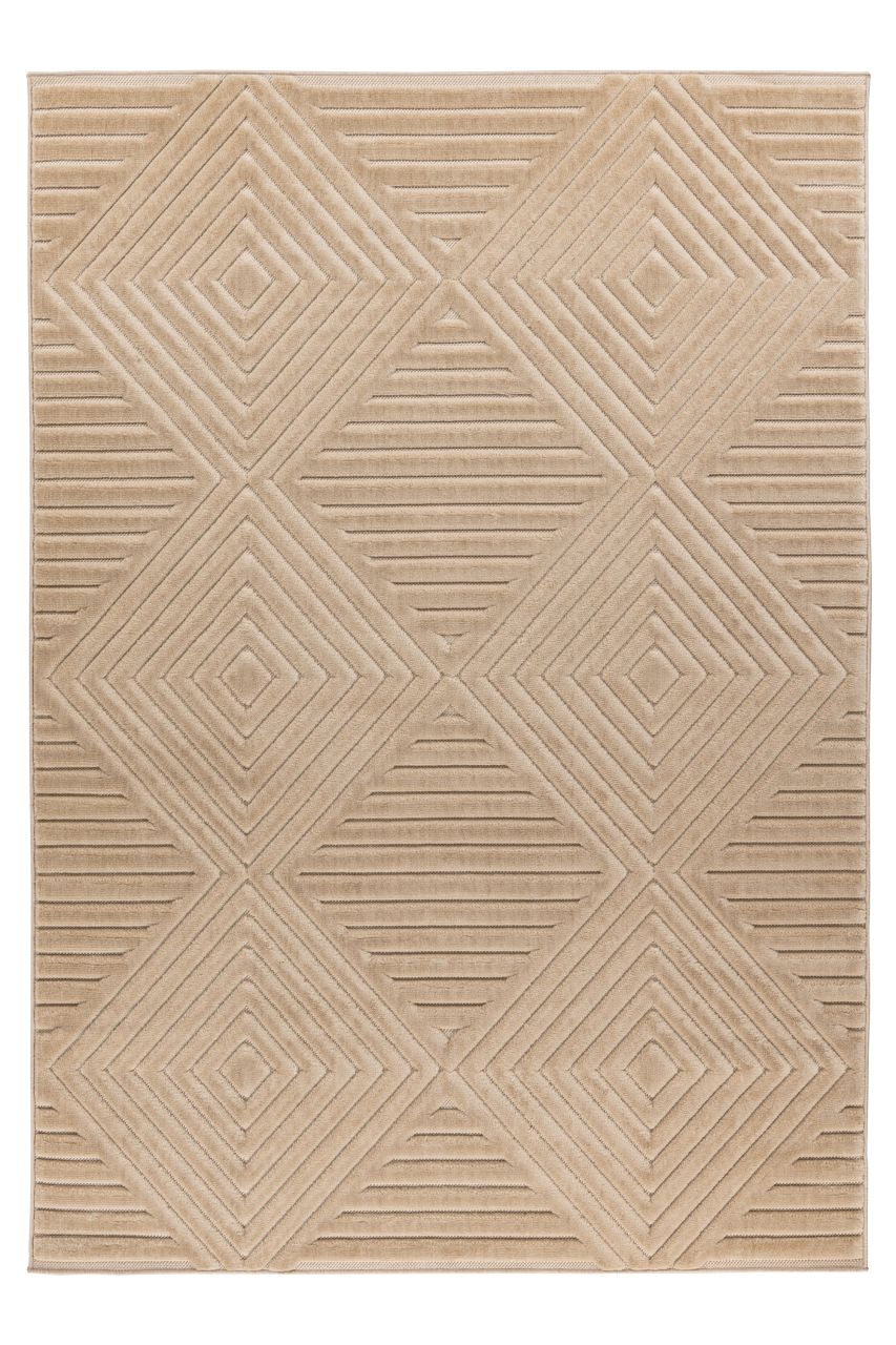 Teppich Höhe 11 mm moderner Kurzflorteppich rechteckig Beige Wohnzimmer 4 Größen