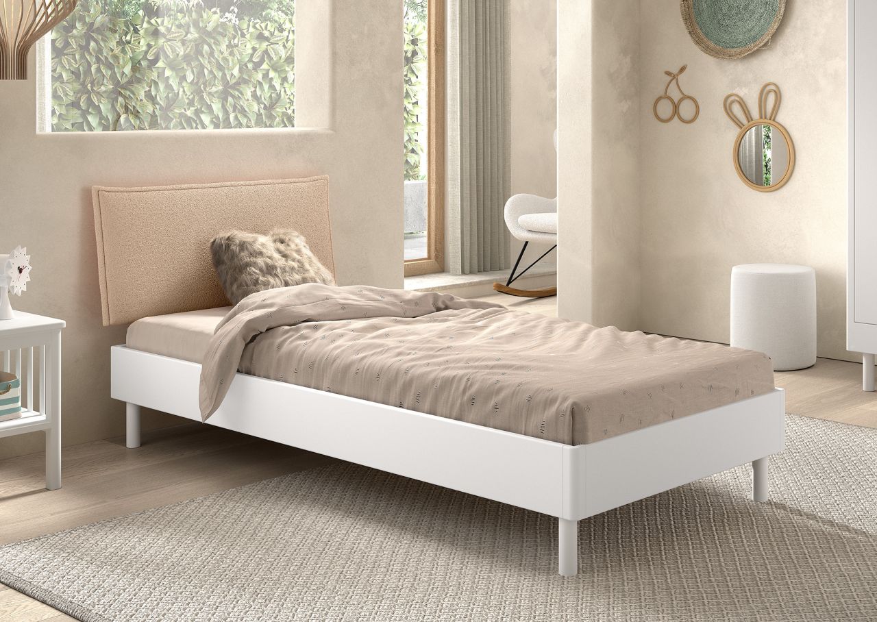 Futon Einzelbett Jugendbett Kinderbett 90x200 mit Lattenrost Buche massiv Weiß