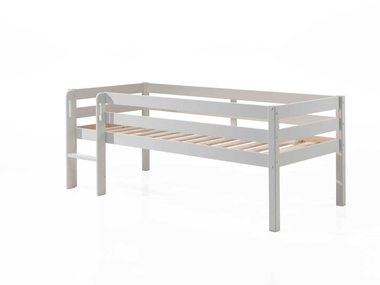 Kojen Spielbett Leiter Lattenrost 90x200 Kinderbett Einzelbett Kindermöbel Weiß