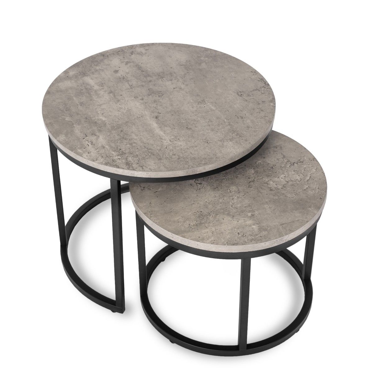 2 Beistelltische Ø 53/43 Tischset Couchtisch Ablagetisch Beton Schwarz