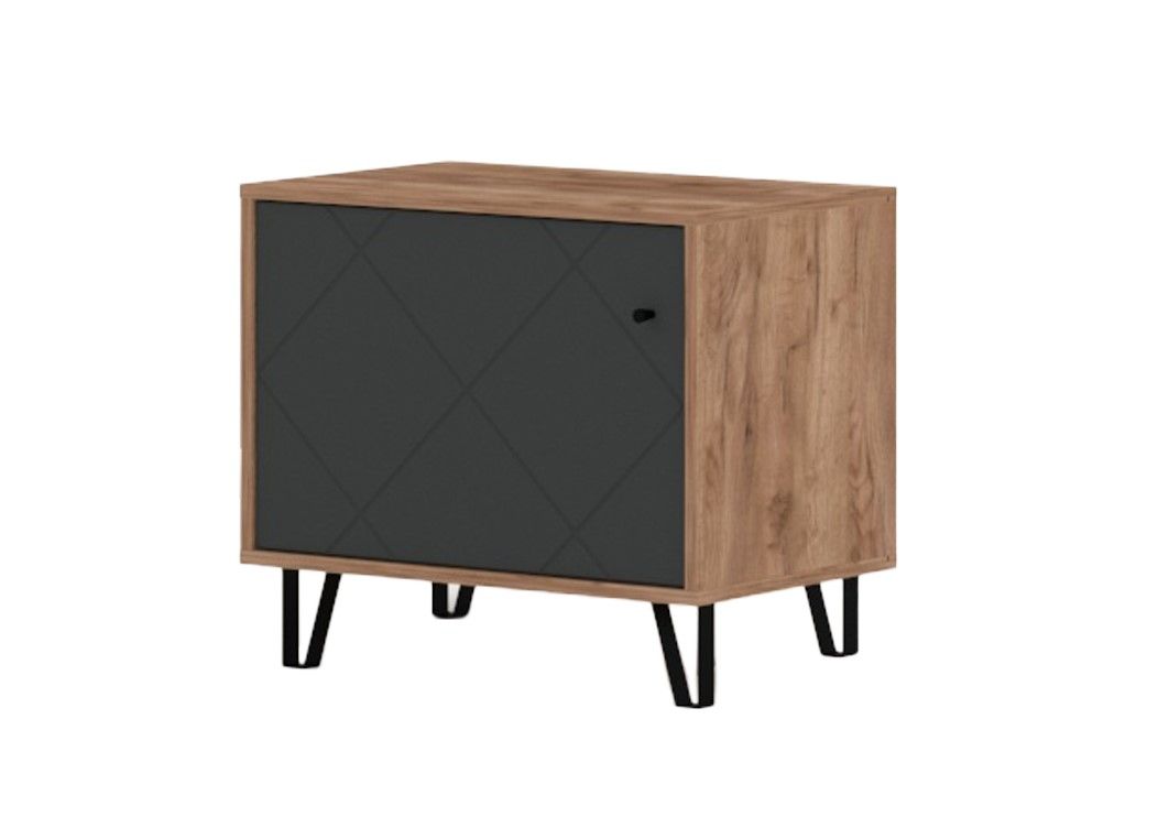 Schuhkommode 1T Garderobenkommode Schuhschrank Sideboard Tobacco Eiche / Graphit