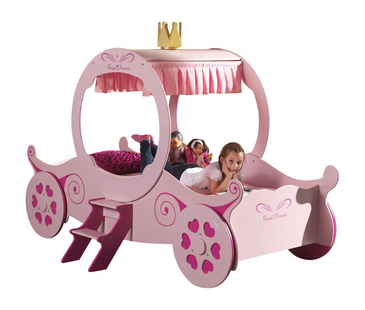 Kutschenbett Autobett Matratze 90x200 Car Kinderbett Prinzessin rosa Märchen