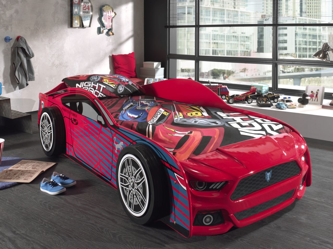 Vipack: Autobett 'POWER' 90 x 200 mit Lattenrost - Kinderbett Jugendbett