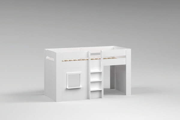 halbhohes Spielbett 90x200 Hausbett Hüttenbett Lattenrost Kinderbett Kindermöbel