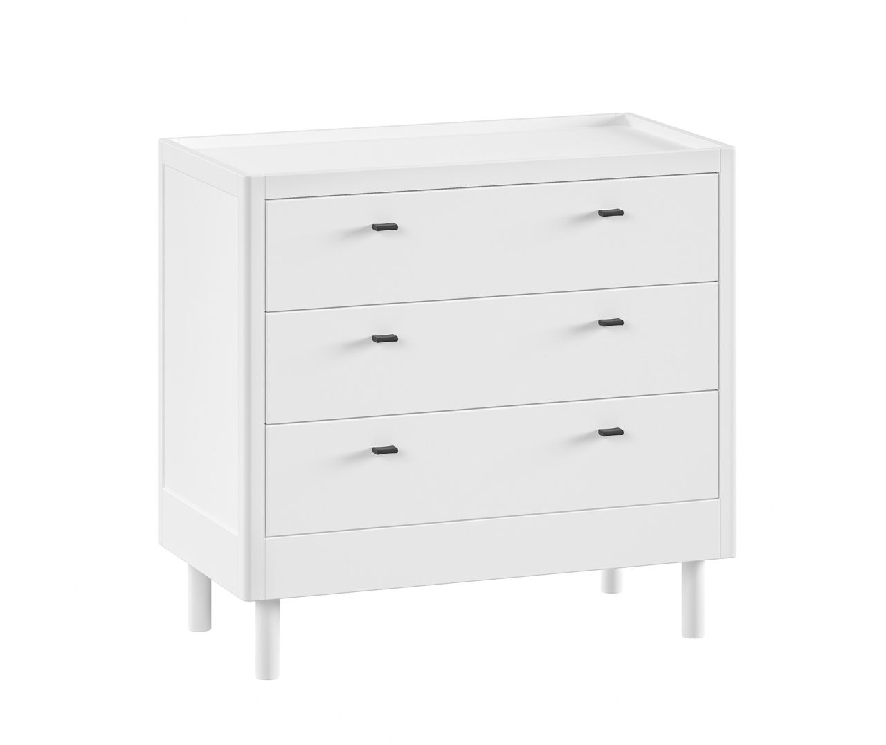 Kommode Wickelkommode 3 Schubladen Sideboard Buche Massivholz Weiß lackiert