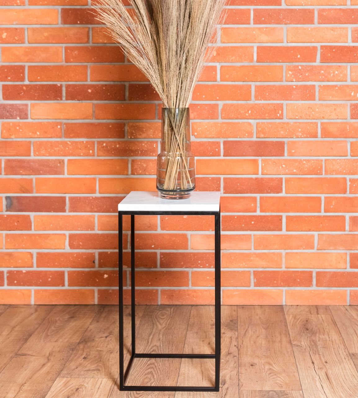 Sockel Pflanzentisch Beistelltisch Nachttisch Wohnzimmer Metall Marmor Weiß