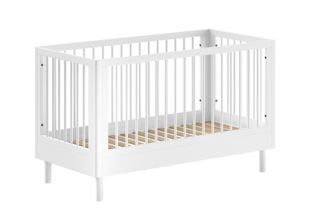 Babybett Kinderbett Gitterbett Juniorbett 70x140 Buche massiv Weiß lackiert
