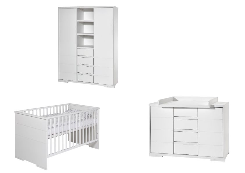 Set Kinderbett 70x140 Wickelkommode Schrank 2t Umbauseiten Babyzimmer Schardt