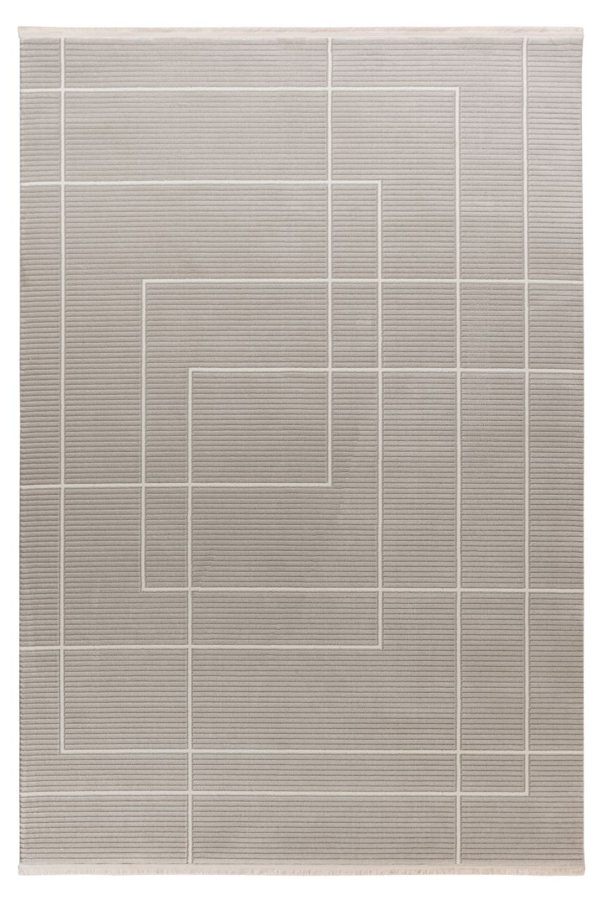 Teppich Höhe 11 mm Kurzflorteppich rechteckig Silber Wohnzimmer 4 Größen