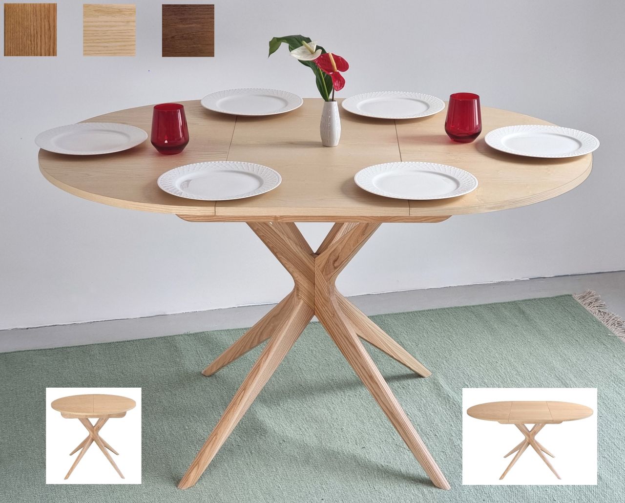 Esszimmertisch ausziehbar JUBI Ø 90 furniert Esstisch Küchentisch Esszimmer