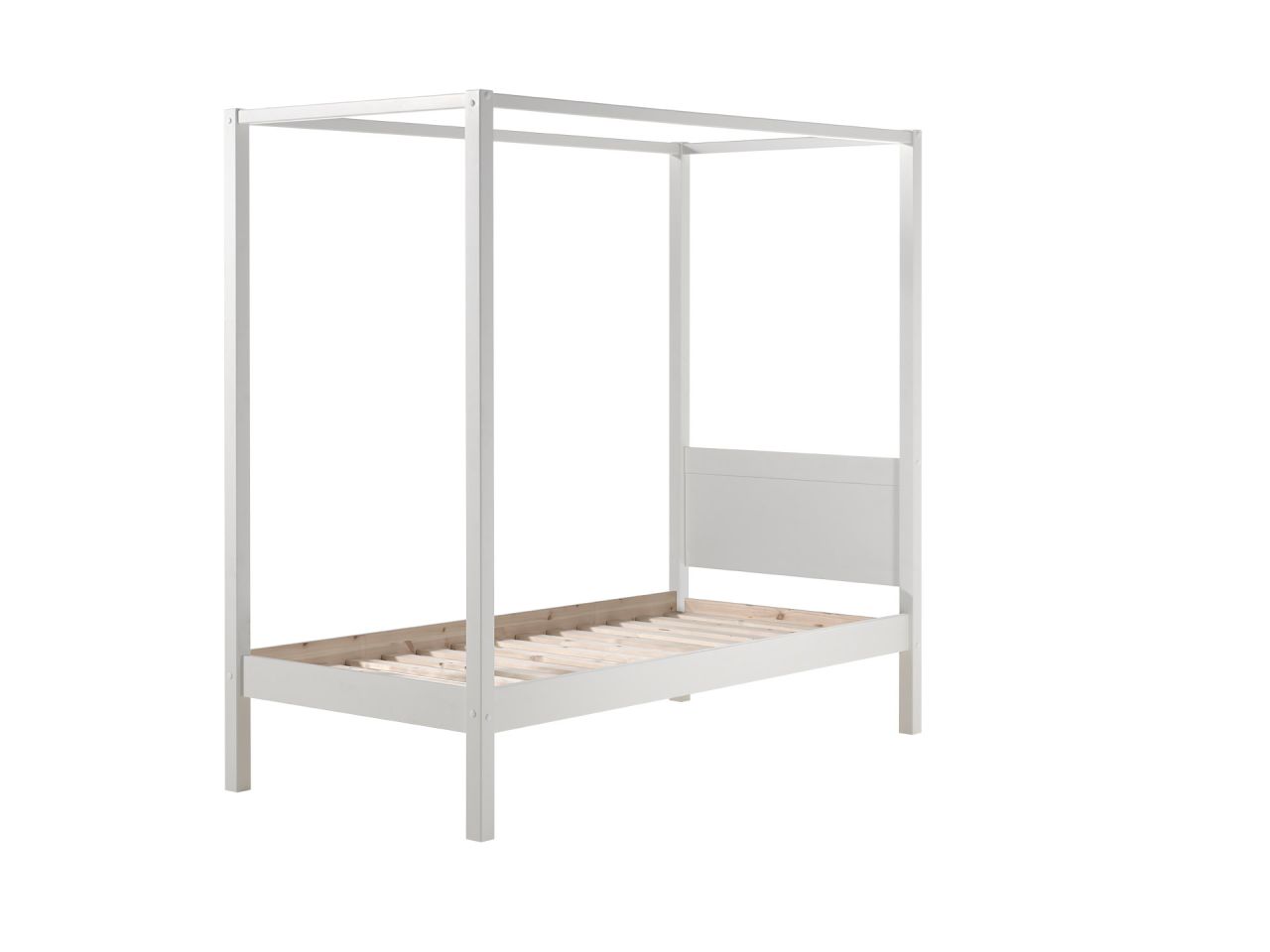 Vipack Himmelbett 'PINO' 90x200 inkl. Textilhimmel - Kinderbett Jugendbett Weiß