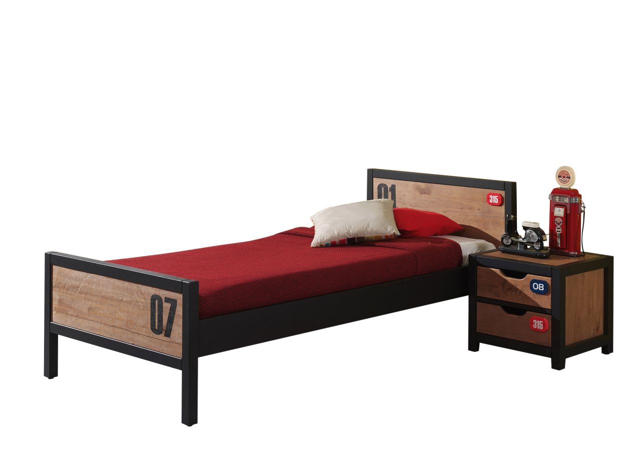 Set Bett 90x200 Lattenrost Nachttisch Konsole Kindermöbel Kinderbett Einzelbett