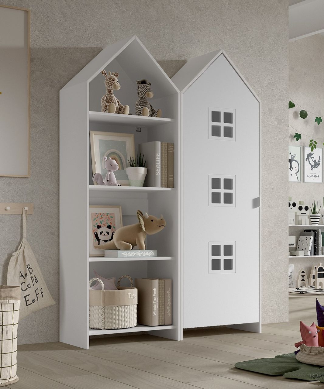 Set: Schrank und Regal 'CASAMI BRUGES' Jugendschrank Wäscheschrank Weiß