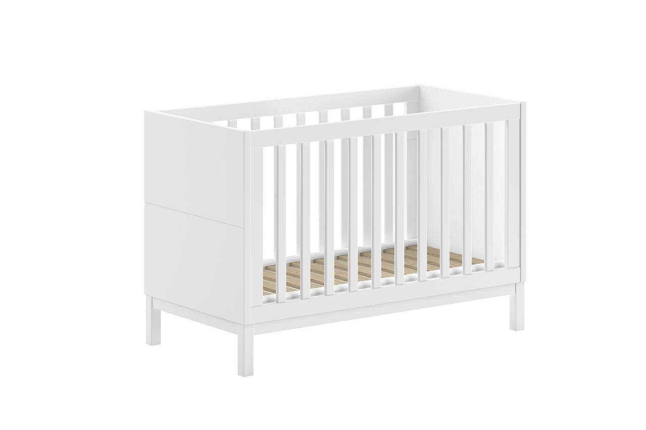 Kinderbett Babybett 60x120 Gitterbett verstellbar Weiß lackiert