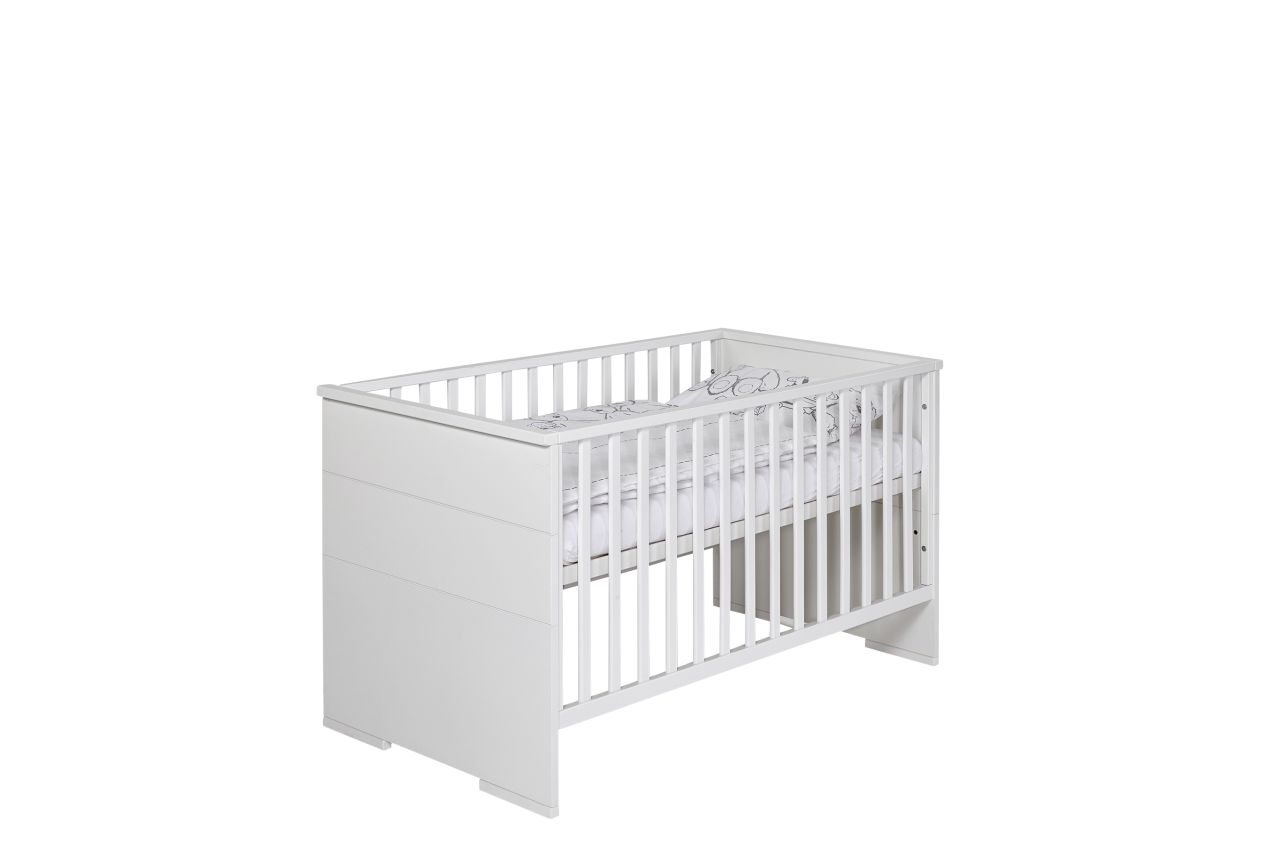 Kombi-Kinderbett 70x140 -Gitterbett Babybett Schlupfsprossen-Weiß