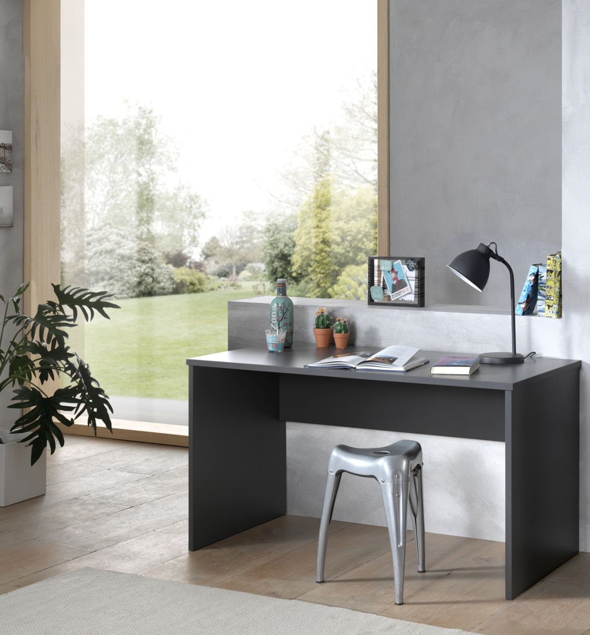 Vipack: Schreibtisch 'LONDON' 140 x 65 cm - Jugendschreibtisch - Anthrazit