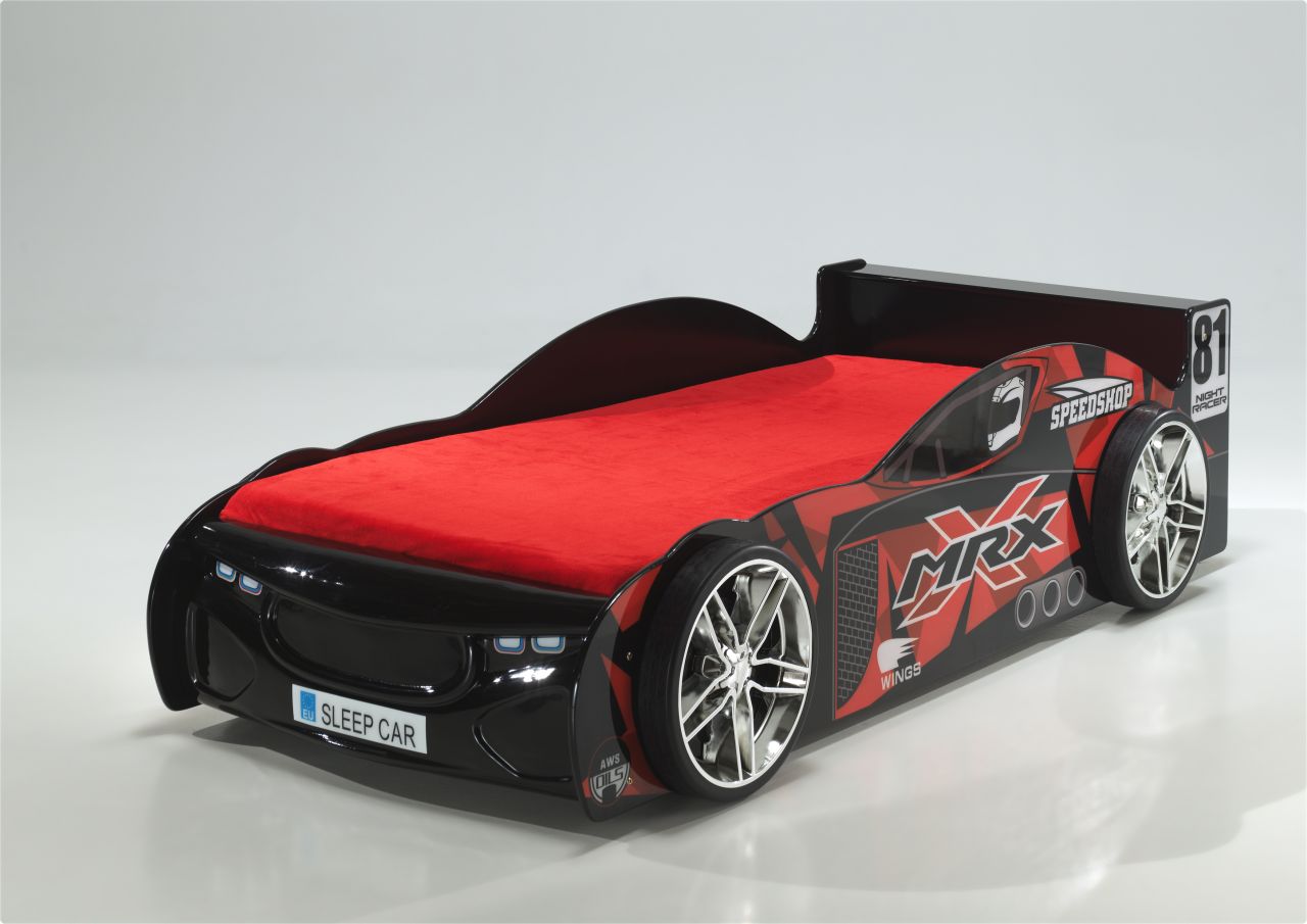 Autobett 90 x 200 Lattenrost Kinderbett Jugendbett Rennwagen Spielbett Car Rot