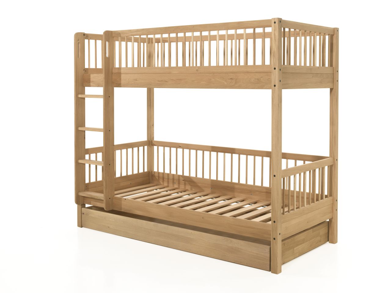 Etagenbett 90x200 mit Bettschublade Jugendbett Hochbett Eiche massiv geölt