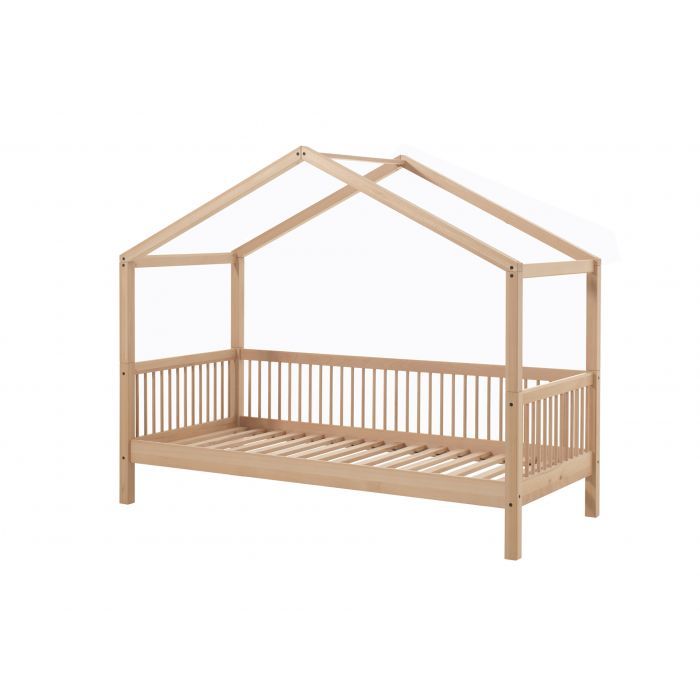 Hausbett Spielbett Kinderbett 90x200 Kindermöbel Lattenrost Buche massiv natur