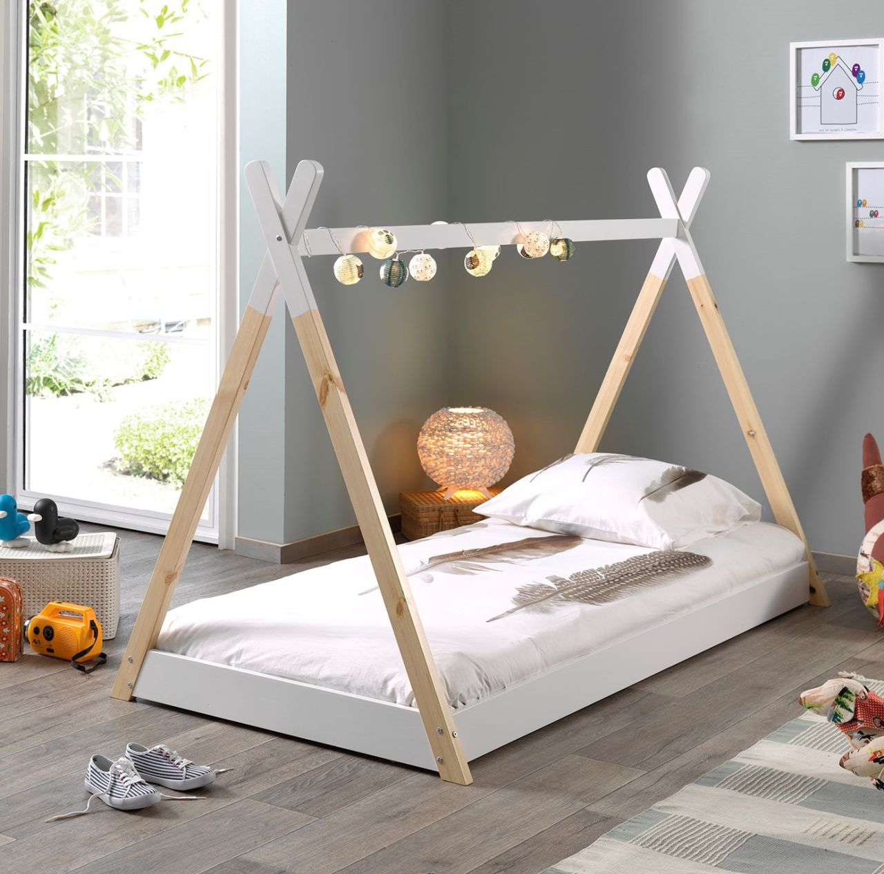 Vipack: Zelt-Bett 90 x 200 'TIPI' - Kinderbett Spielbett Hausbett Kiefer massiv