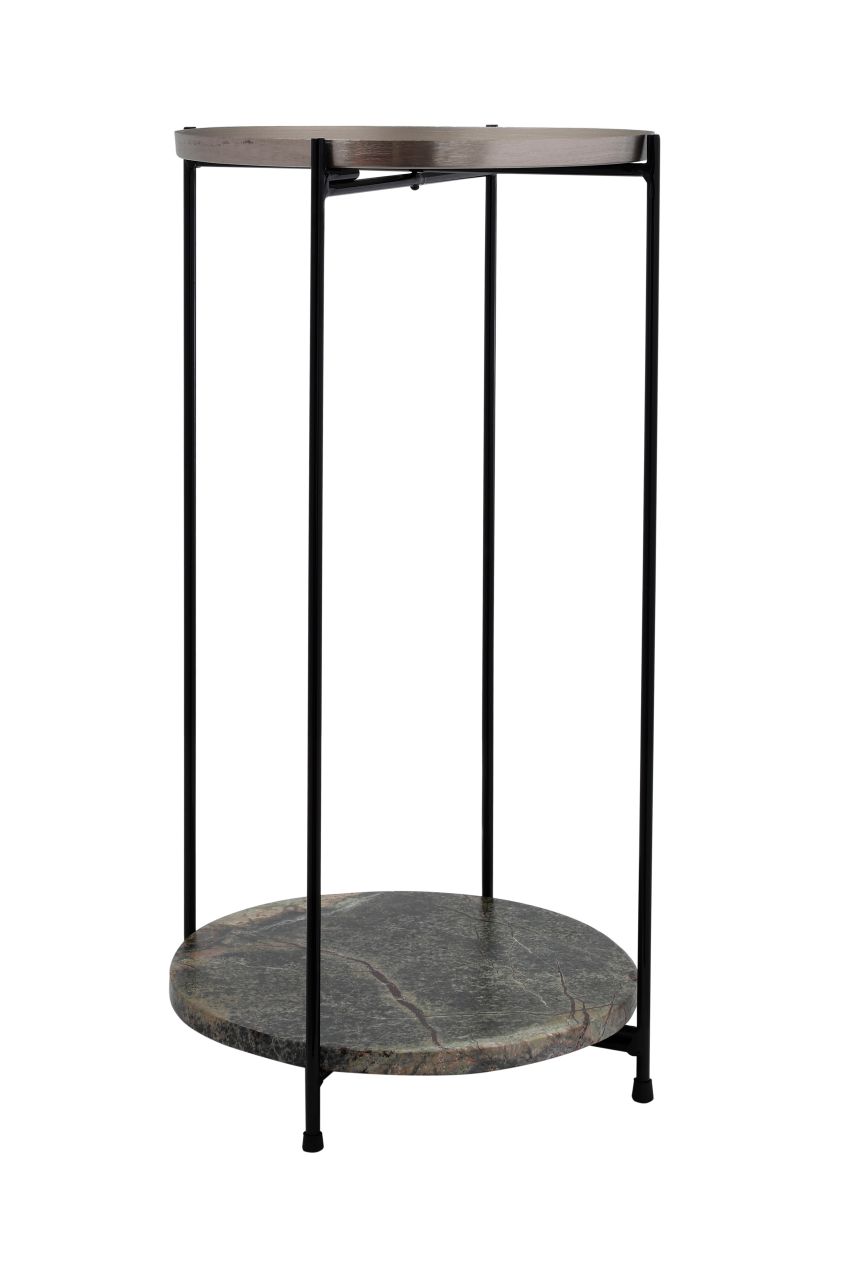 Beistelltisch Metall Couchtisch Ablage rund Tablett modern design Silber Marmor