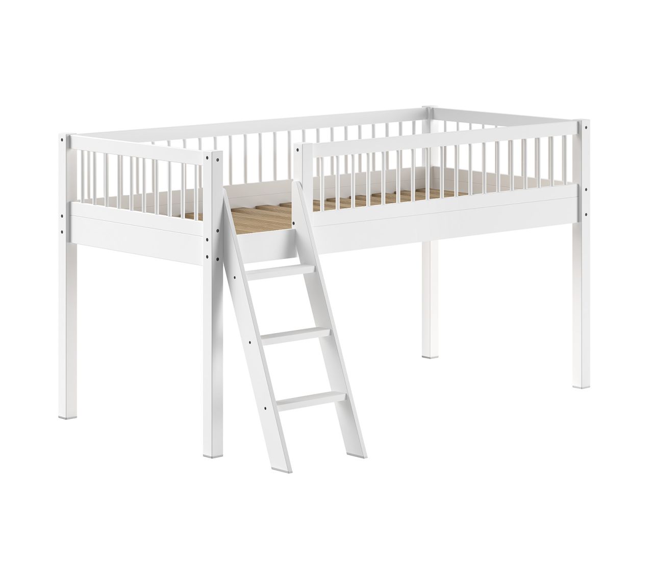 Halbhohes Bett Kinderbett 90x200 Kindermöbel Lattenrost Spielbett Buche massiv