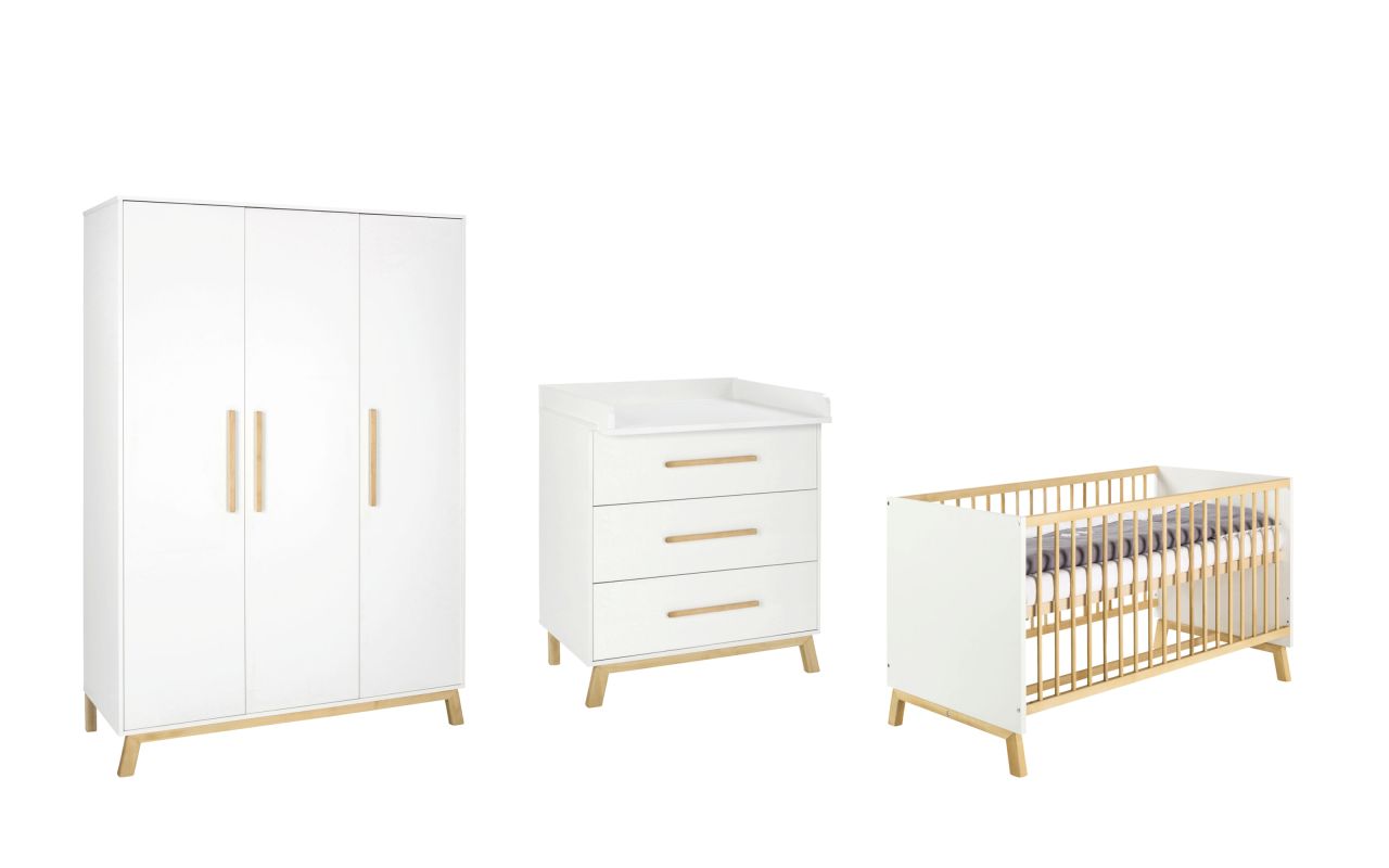 Set Kinderbett 70x140 Wickelkommode 3trg Schrank Umbauseiten Bayzimmer Schardt