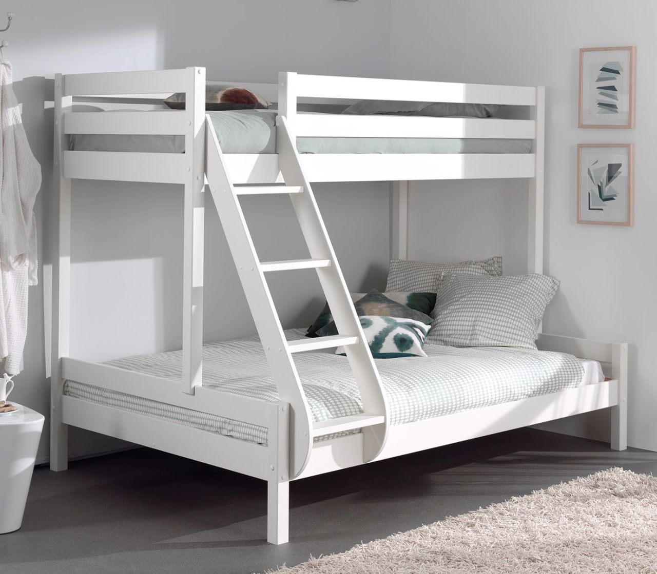 Etagenbett Familienbett 90x200 140x200 Hochbett Stockbett Kinderbett Holz Weiß