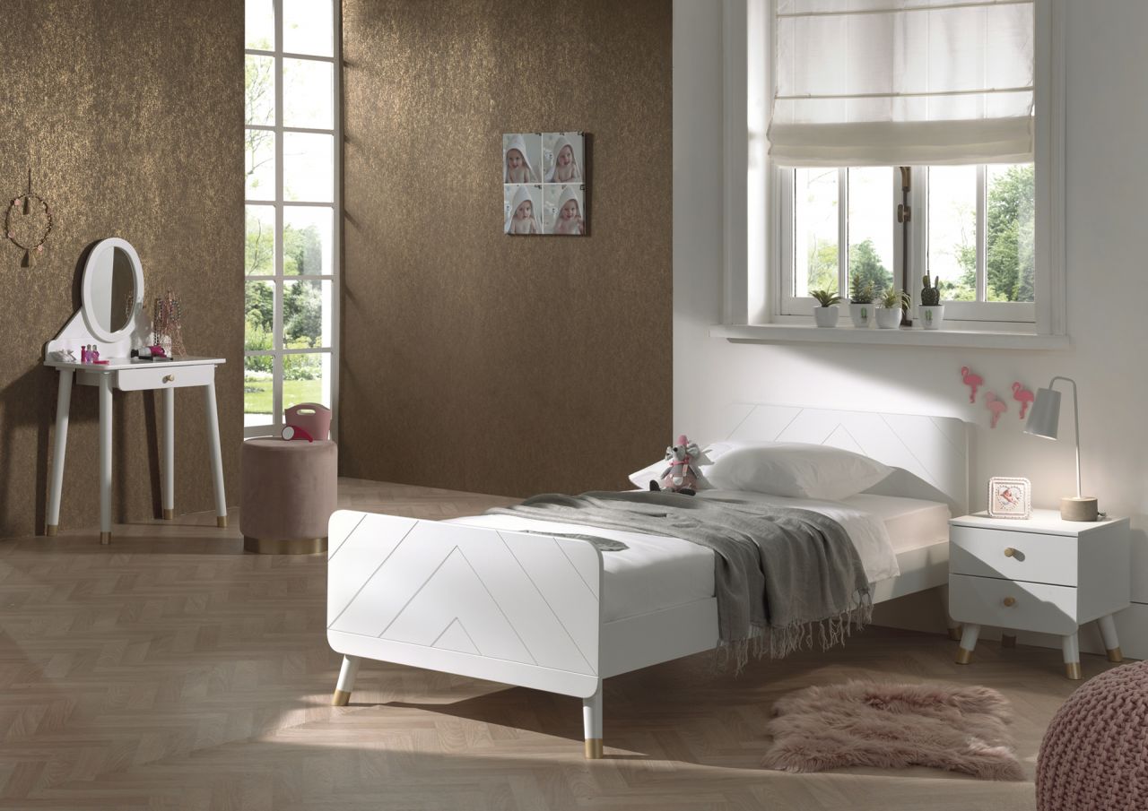 Vipack:'Billy' Set 3-tlg.:Bett+Nachtkonsole+Schminktisch-Weiß