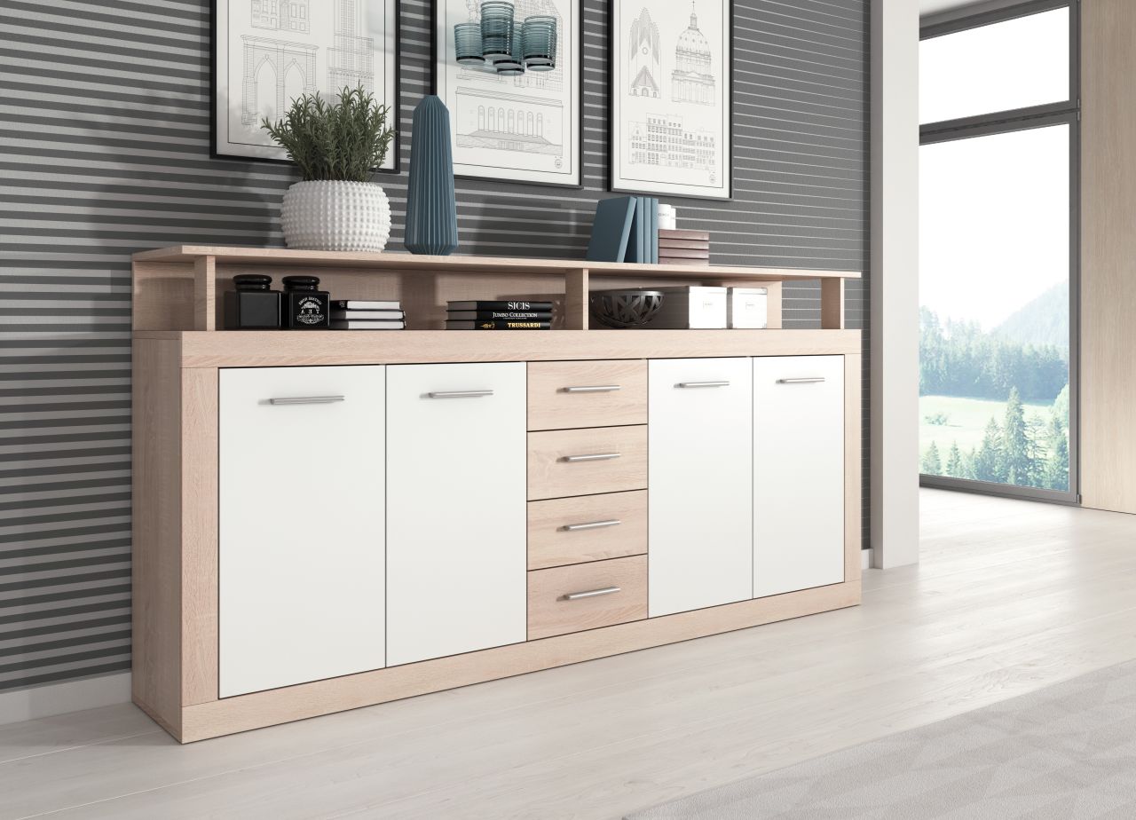 Sideboard Kommode 4T/4S Highboard Anrichte Wohnmöbel Schrank Sonoma-Eiche