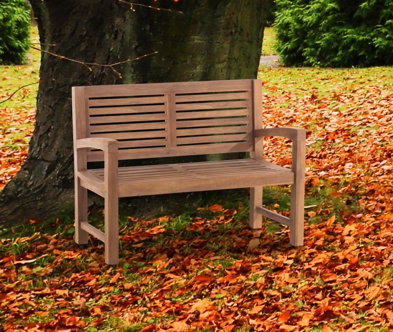 Teakbank 120- Gartenbank Holzbank outdoor Sitzbank massiv Parkbank Teakholz