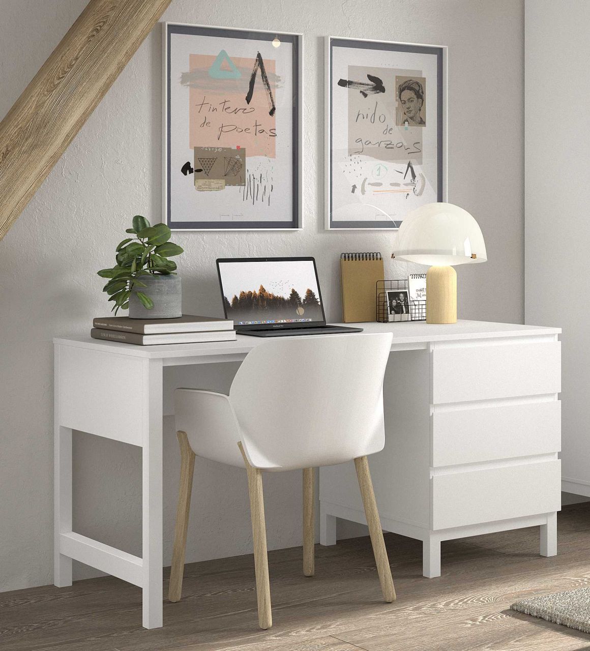 Schreibtisch Jugendschreibtisch Computertisch Bürotisch Homeoffice weiß lackiert