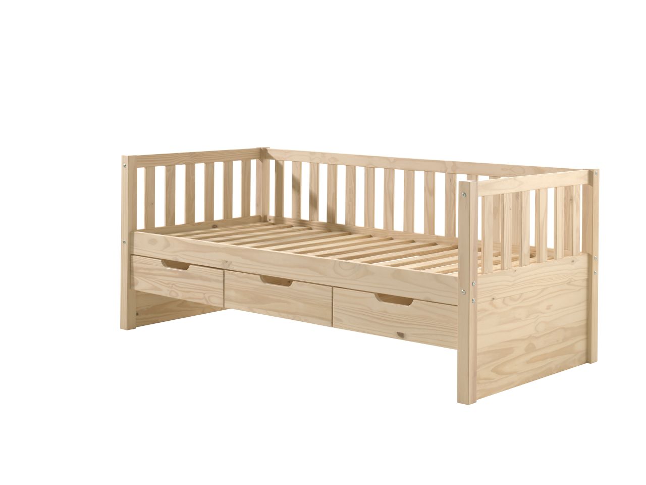 Kojenbett mit 3 Schubladen Lattenrost 90x200 Kinderbett Gitterbett Holz