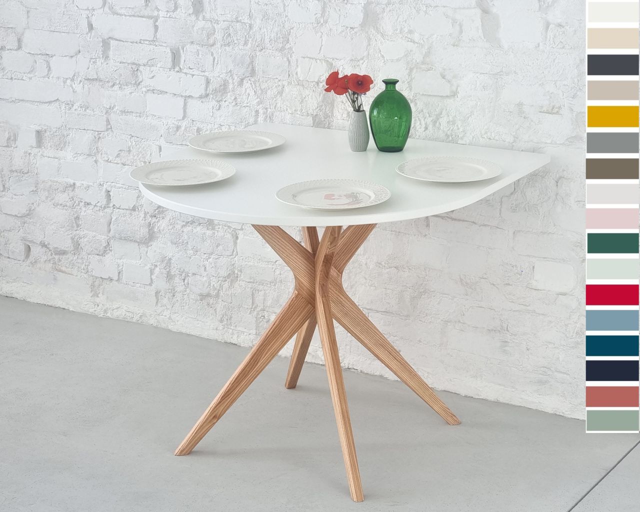 Halb ovaler Esszimmertisch JUBI 90x90 cm Esstisch Küchentisch Wohnzimmertisch