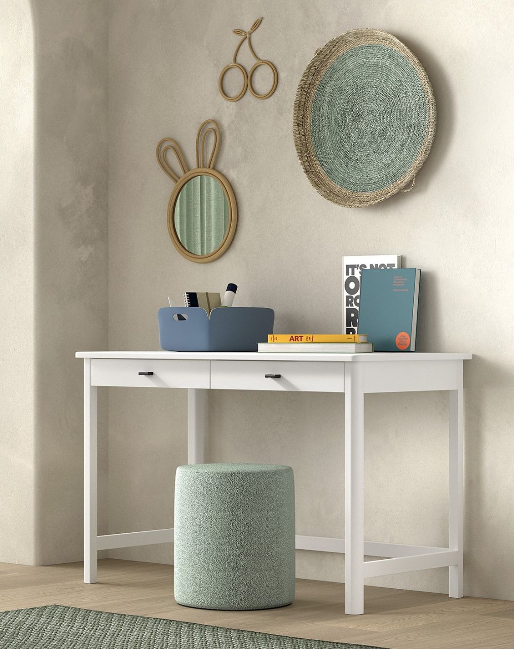 Schreibtisch Computertisch Bürotisch Homeoffice Buche massiv Weiß lackiert