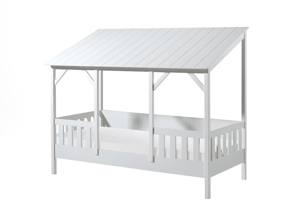 Set Hausbett+Lattenrost+Matratze Kinderbett 90x200 Kindermöbel Spielbett Weiss