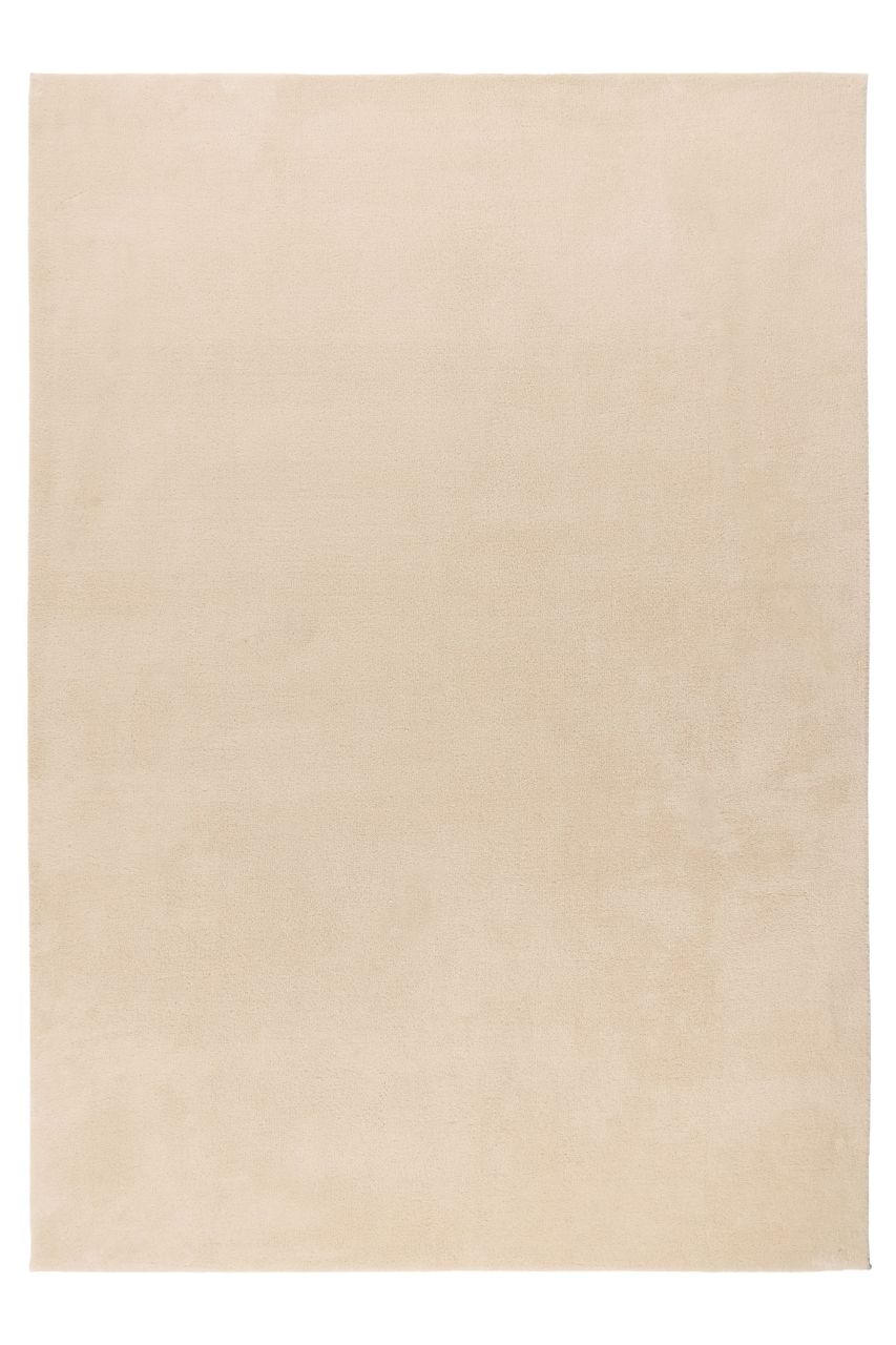 Teppich Höhe 14 mm Kurzflorteppich rechteckig Beige Wohnzimmer 5 Größen