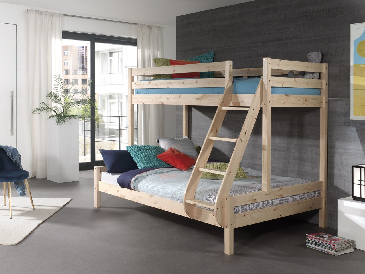 Etagenbett Familienbett 90x200 140x200 Hochbett Stockbett Kinderbett Holz Natur