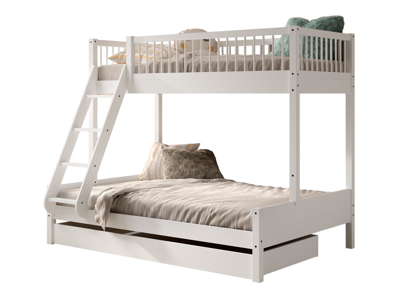 Etagenbett Familienbett 90x200 u. 140x200 Bettschublade Elternbett Buche mass...