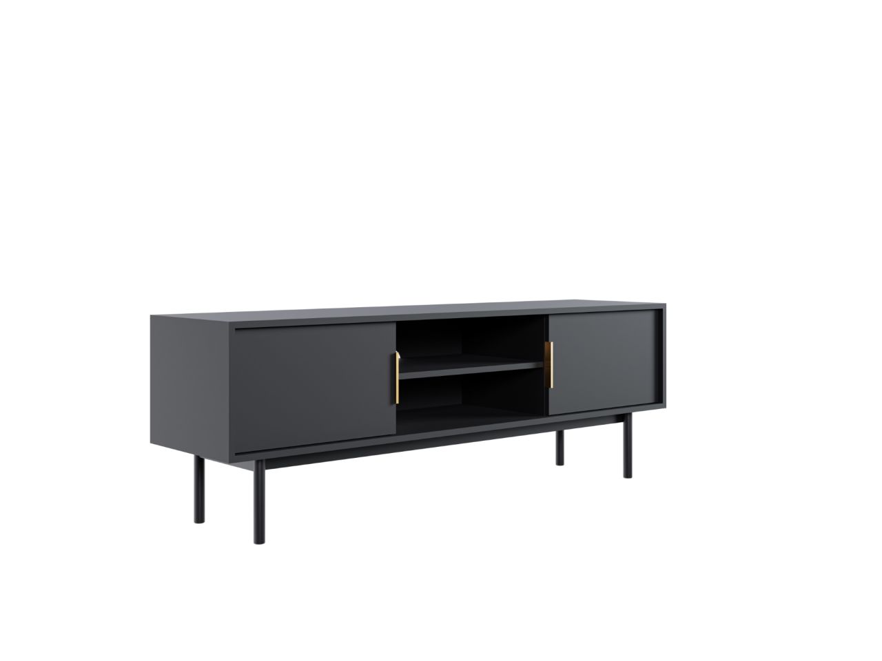Lowboard 154 Fernsehkommode TV-Tisch TV-Kommode Sideboard Schwarz