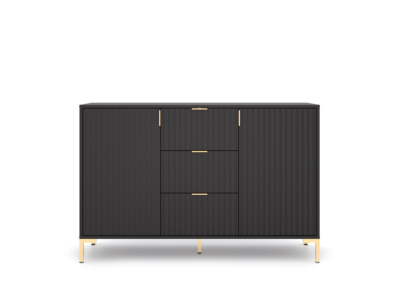 Sideboard Kommode 2T/3S Highboard Anrichte Wohnmöbel Schrank - Schwarz Matt