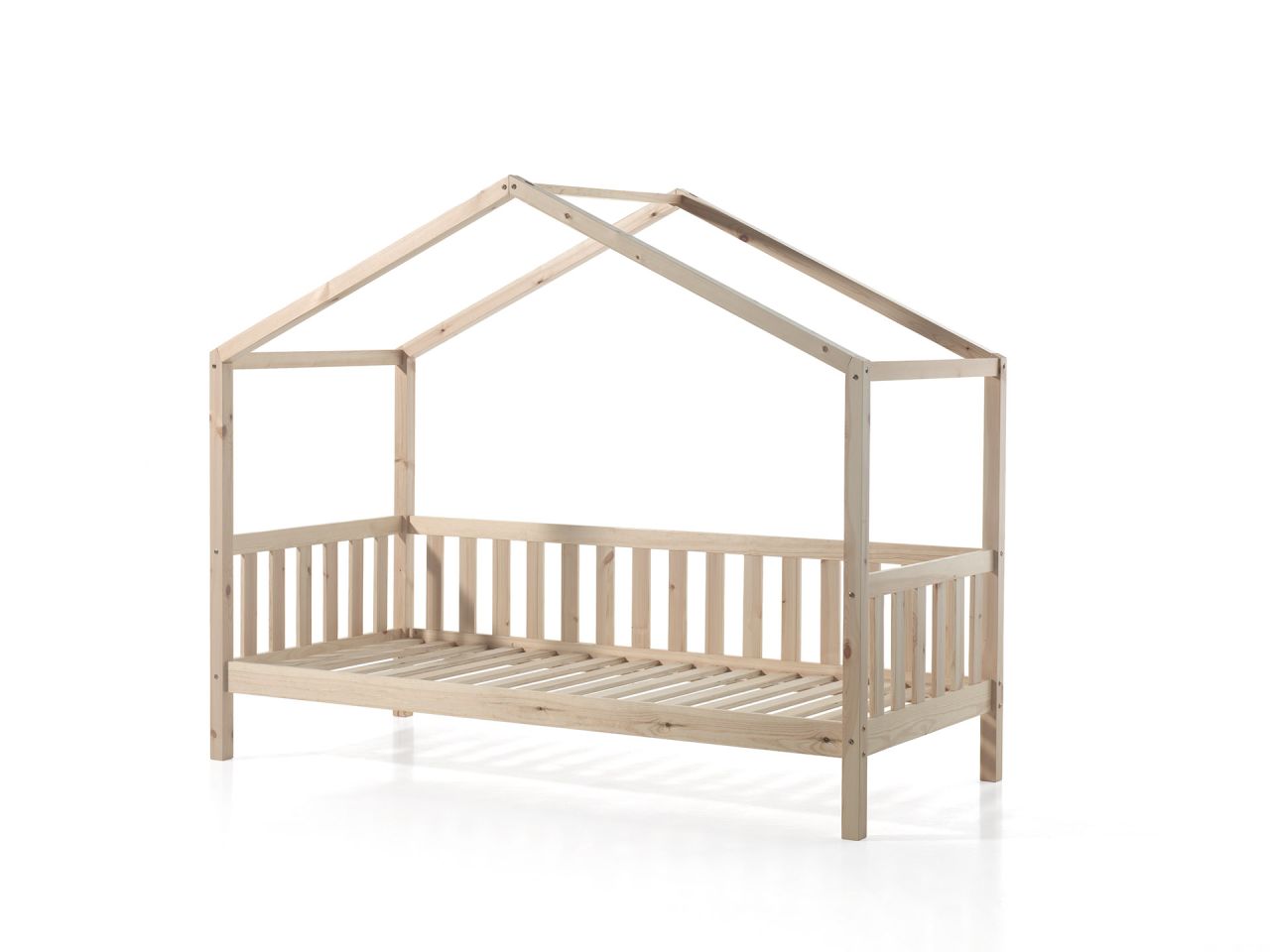 Vipack: Hausbett 90 x 200 - Spielbett Kinderbett Jugendbett Kiefer massiv Natur