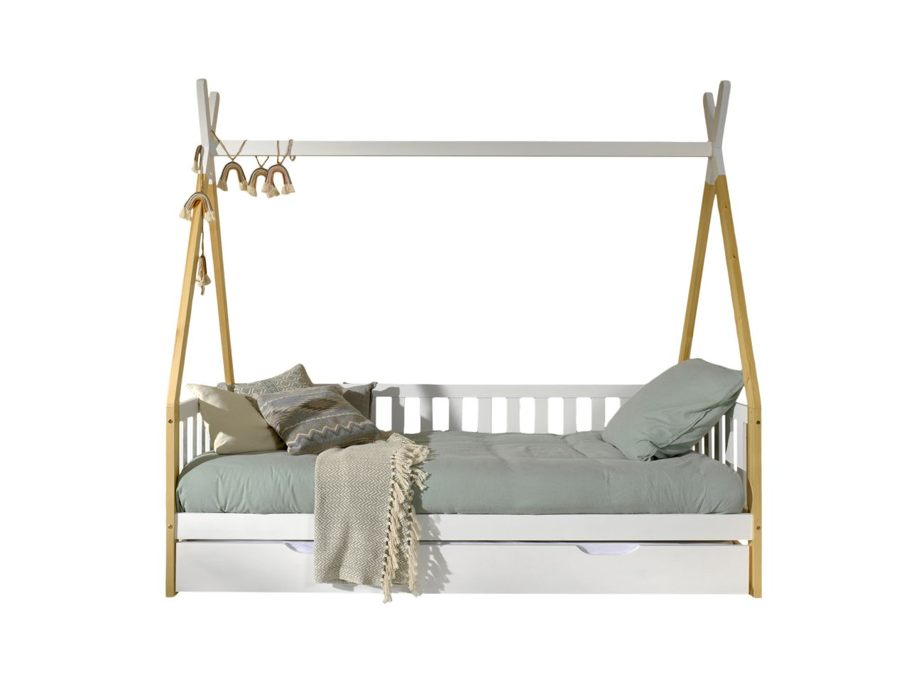 Tipi Kojenbett mit Lattenrost Bettschublade 90x200 Kinderbett