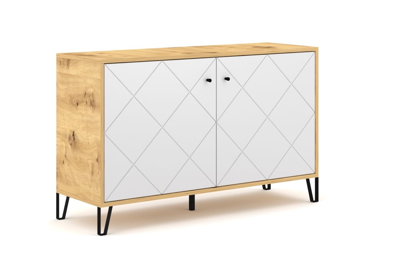Sideboard Kommode 2T Highboard Anrichte Wohnmöbel Schrank - Artisan-Eiche / Weiß