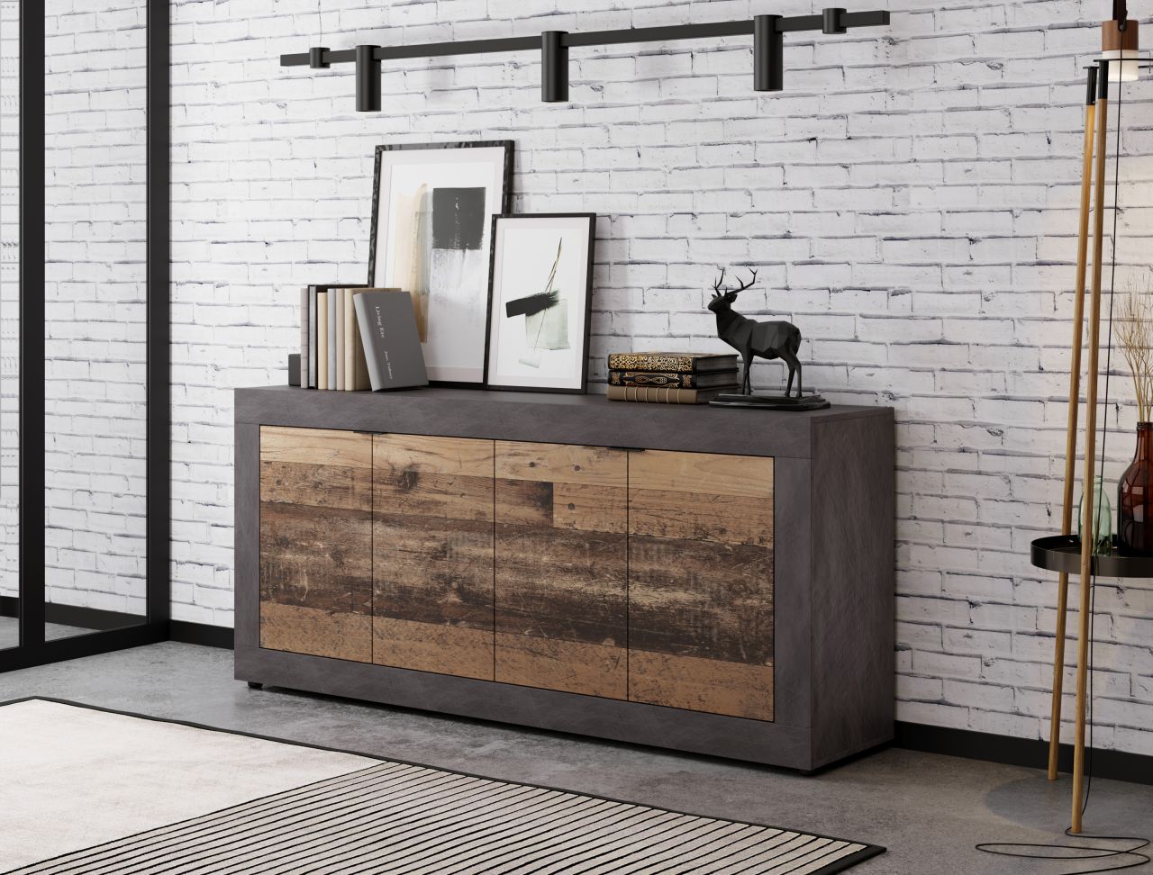 Sideboard Kommode 4T Highboard Anrichte Wohnmöbel Schrank - Matera/Old Style