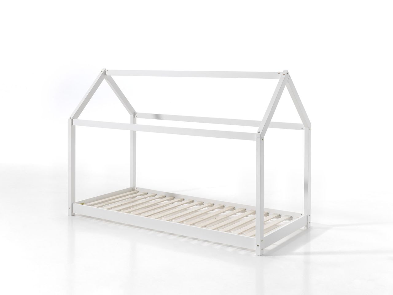Vipack: Hausbett 90 x 200 'CABANE' - Kinderbett Tipi-Bett - Kiefer massiv Weiß