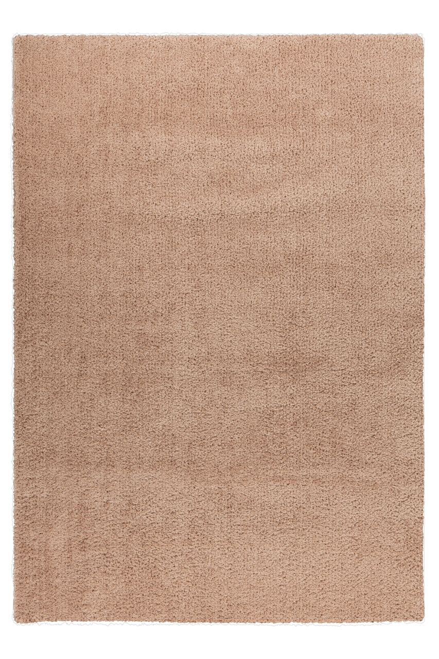 Teppich Höhe 30 mm Hochflorteppich rechteckig Champagner Wohnzimmer 4 Größen