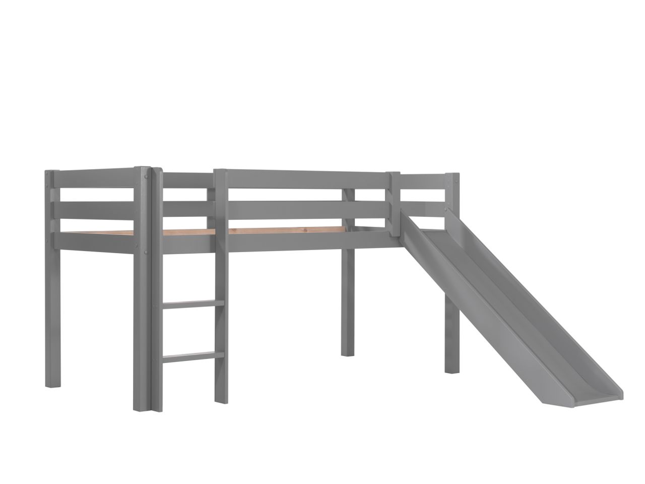 Vipack: Spielbett Pino mit Rutsche 90 x 200-Kinderbett Hochbett Jugendbett- Grau