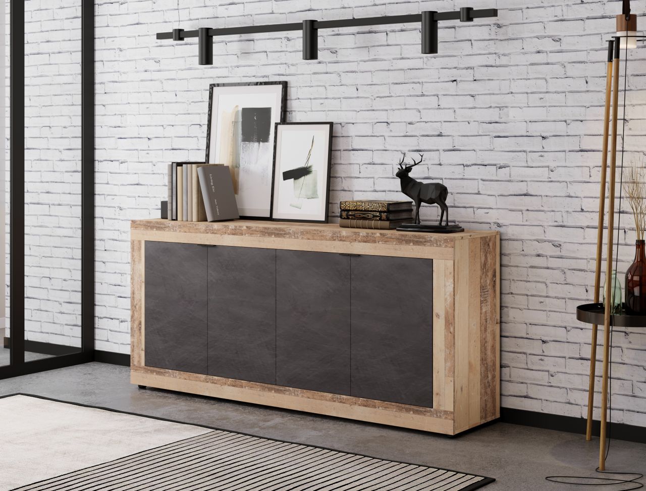 Sideboard Kommode 4T Highboard Anrichte Wohnmöbel Schrank - Old Style/Matera