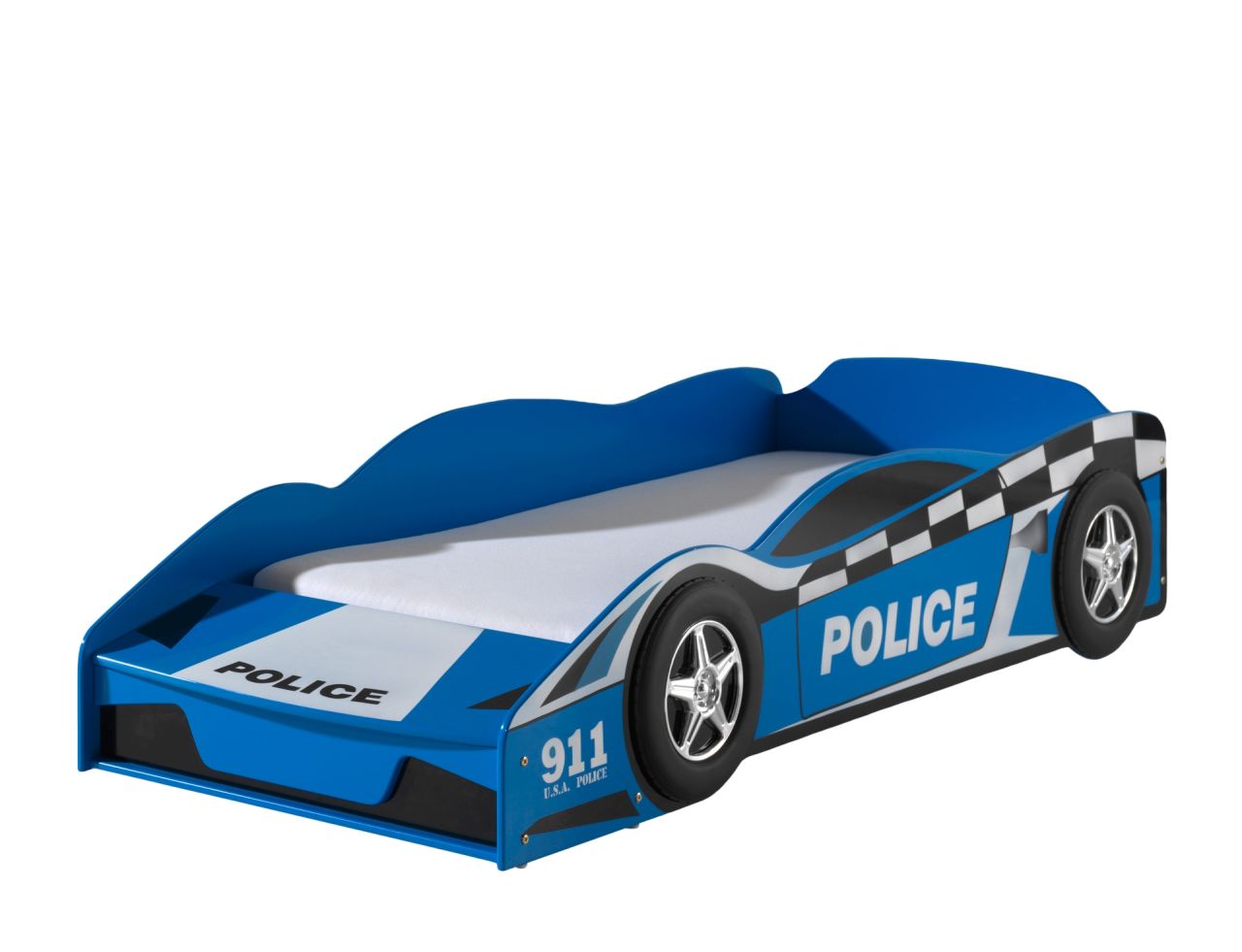 Autobett Polizei inkl Matratze 70x140 Rennauto Car Kinderbett Rennwagen blau